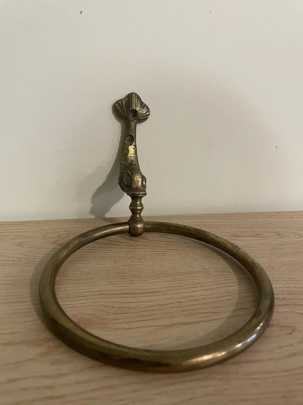 VTG Victorian MCM Brass Koi Fish Dolphin Sea Serpent 10” Towel Ring Holder